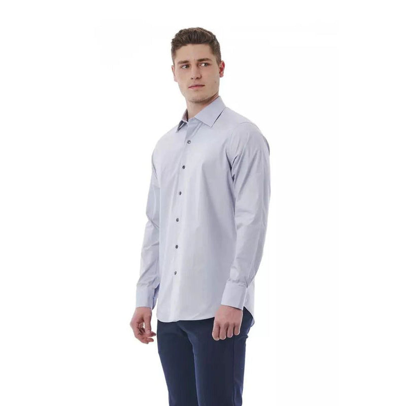 Bagutta Gray Cotton Dress Shirt - Regular Fit Italian Collar