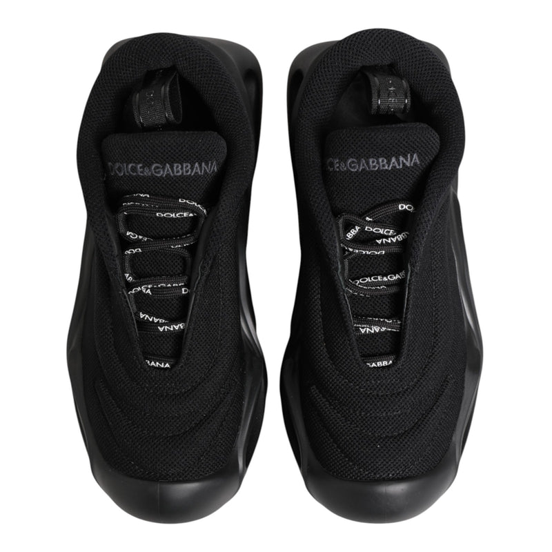 Dolce & Gabbana Black Wave Slip On Low Top Sneakers