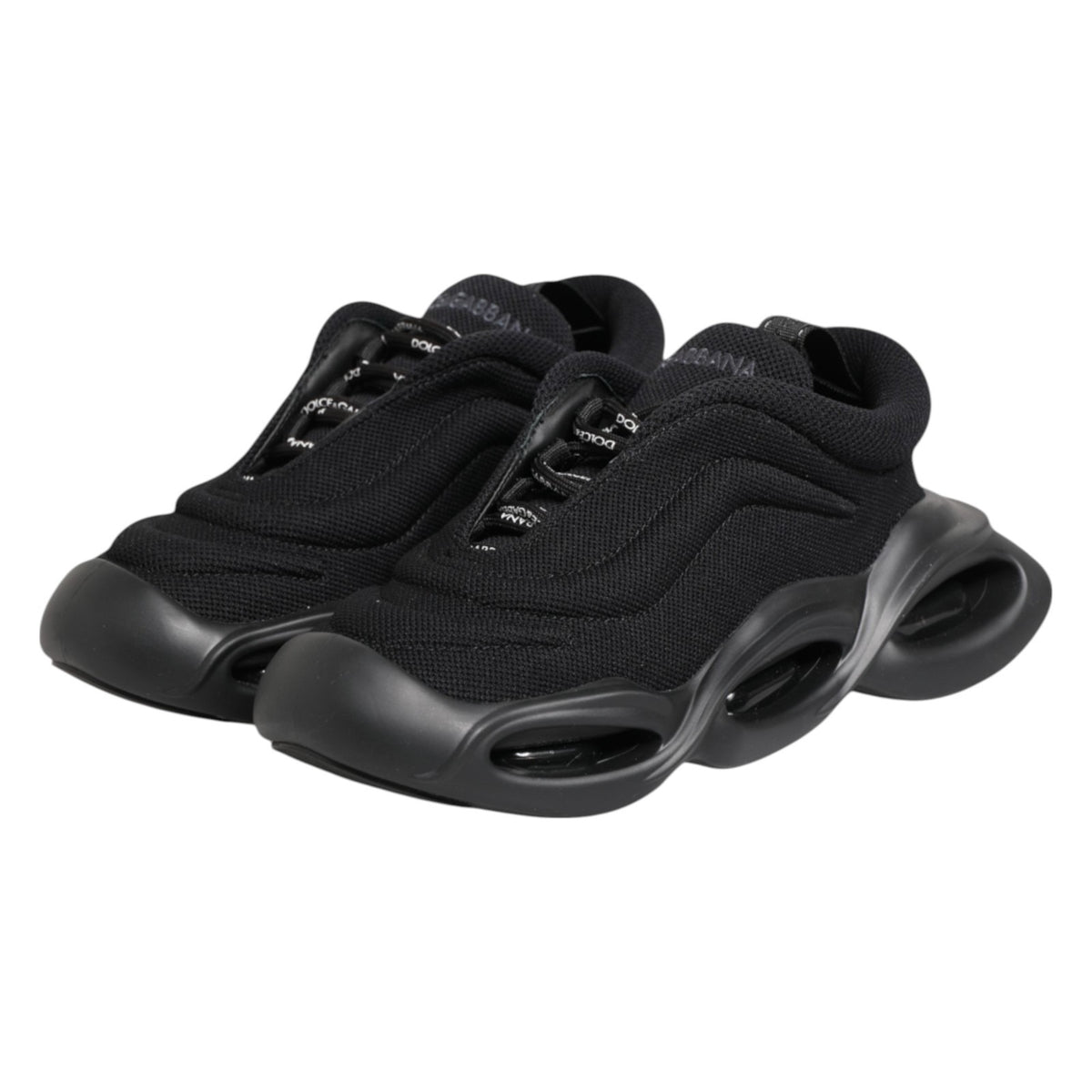 Dolce & Gabbana Black Wave Slip-On Low Top Sneakers