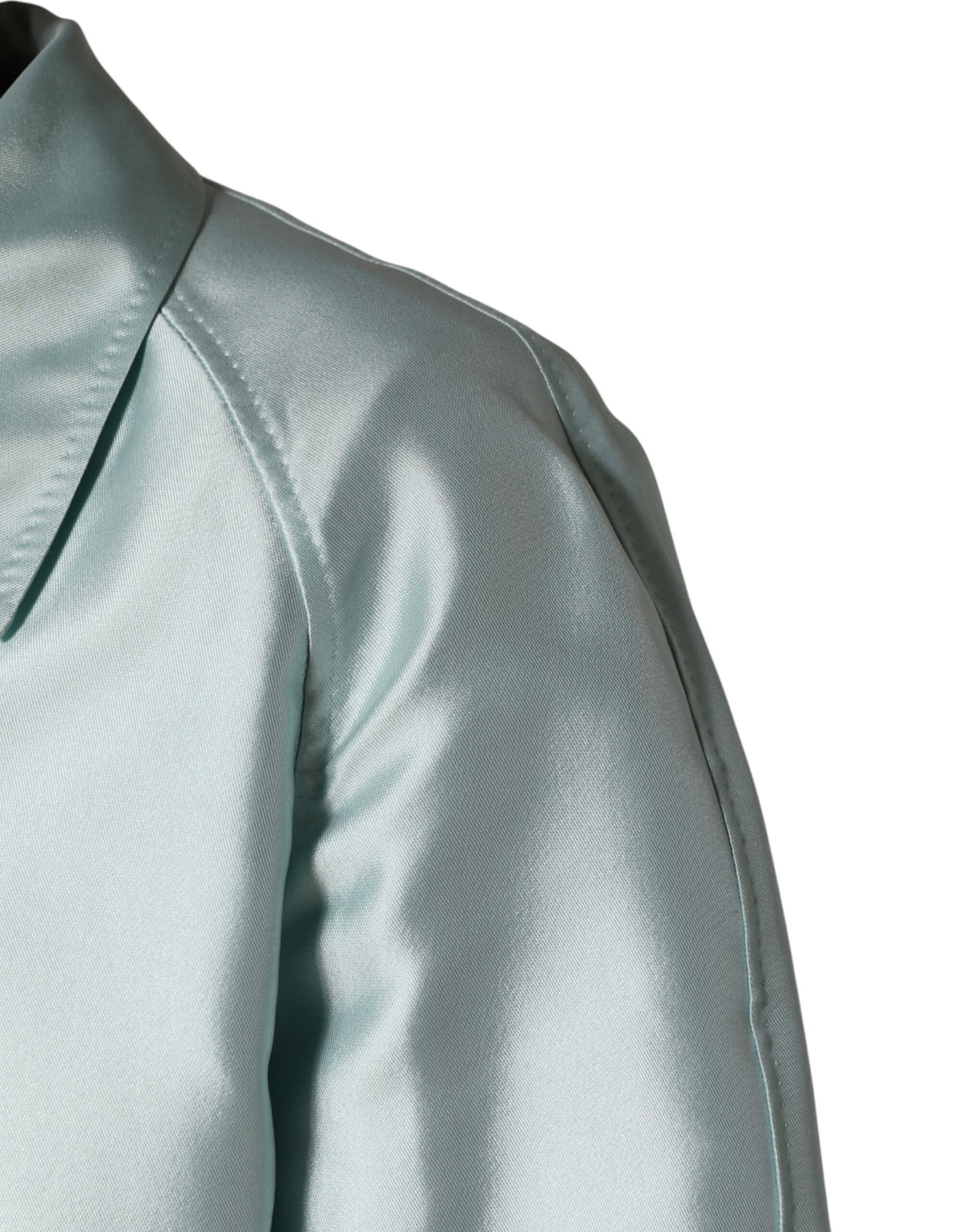 Manteau trench long à col en satin turquoise Dolce &amp; Gabbana