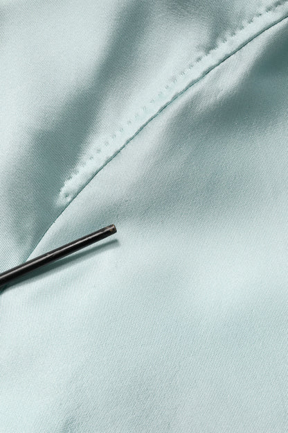 Manteau trench long à col en satin turquoise Dolce &amp; Gabbana