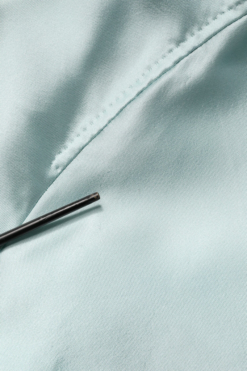 Manteau trench long à col en satin turquoise Dolce &amp; Gabbana