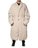 Manteau trench long beige matelassé à col Dolce &amp; Gabbana