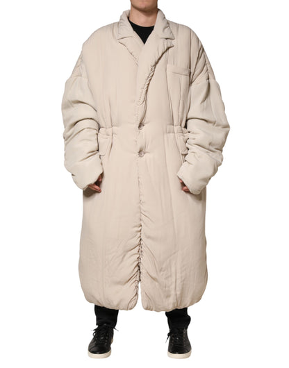 Dolce & Gabbana Beige Gewatteerde Trenchcoat met Kraag