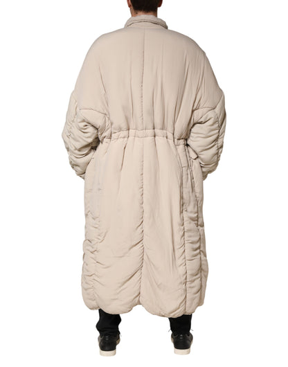 Dolce & Gabbana Beige Gewatteerde Trenchcoat met Kraag