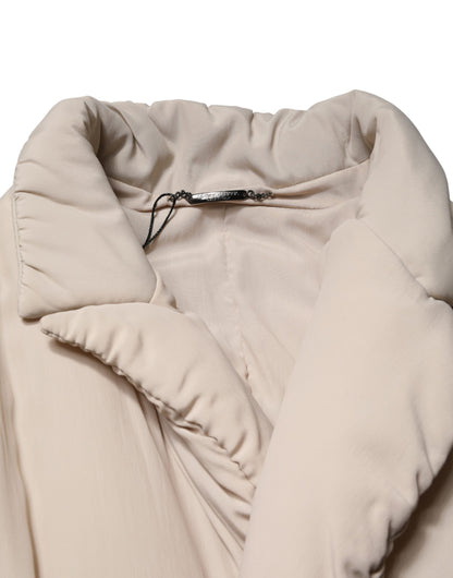 Dolce & Gabbana Beige Gewatteerde Trenchcoat met Kraag