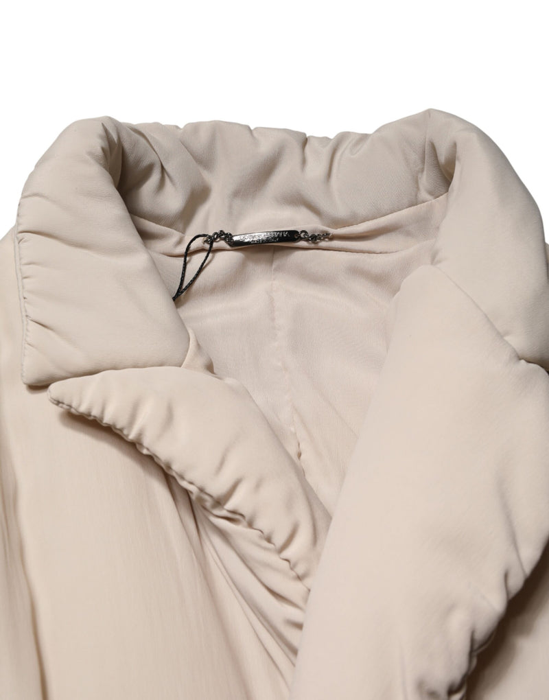 Manteau trench long beige matelassé à col Dolce &amp; Gabbana