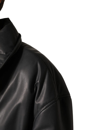 Manteau trench-coat Dolce &amp; Gabbana en cuir noir à col