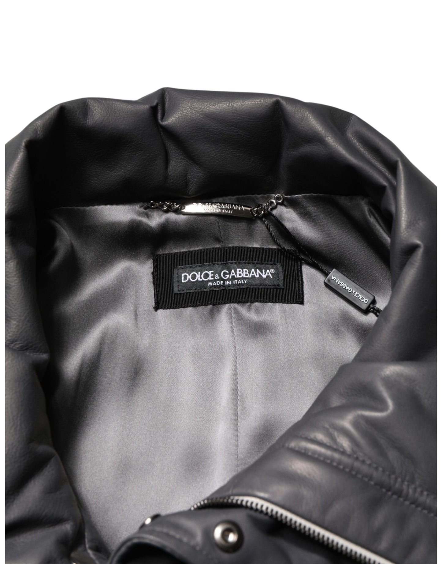 Manteau trench-coat Dolce &amp; Gabbana en cuir noir à col