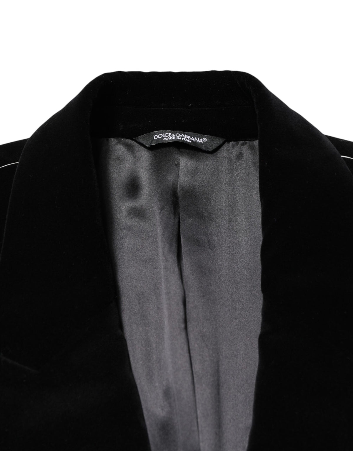 Manteau long trench-coat en velours de coton noir Dolce &amp; Gabbana