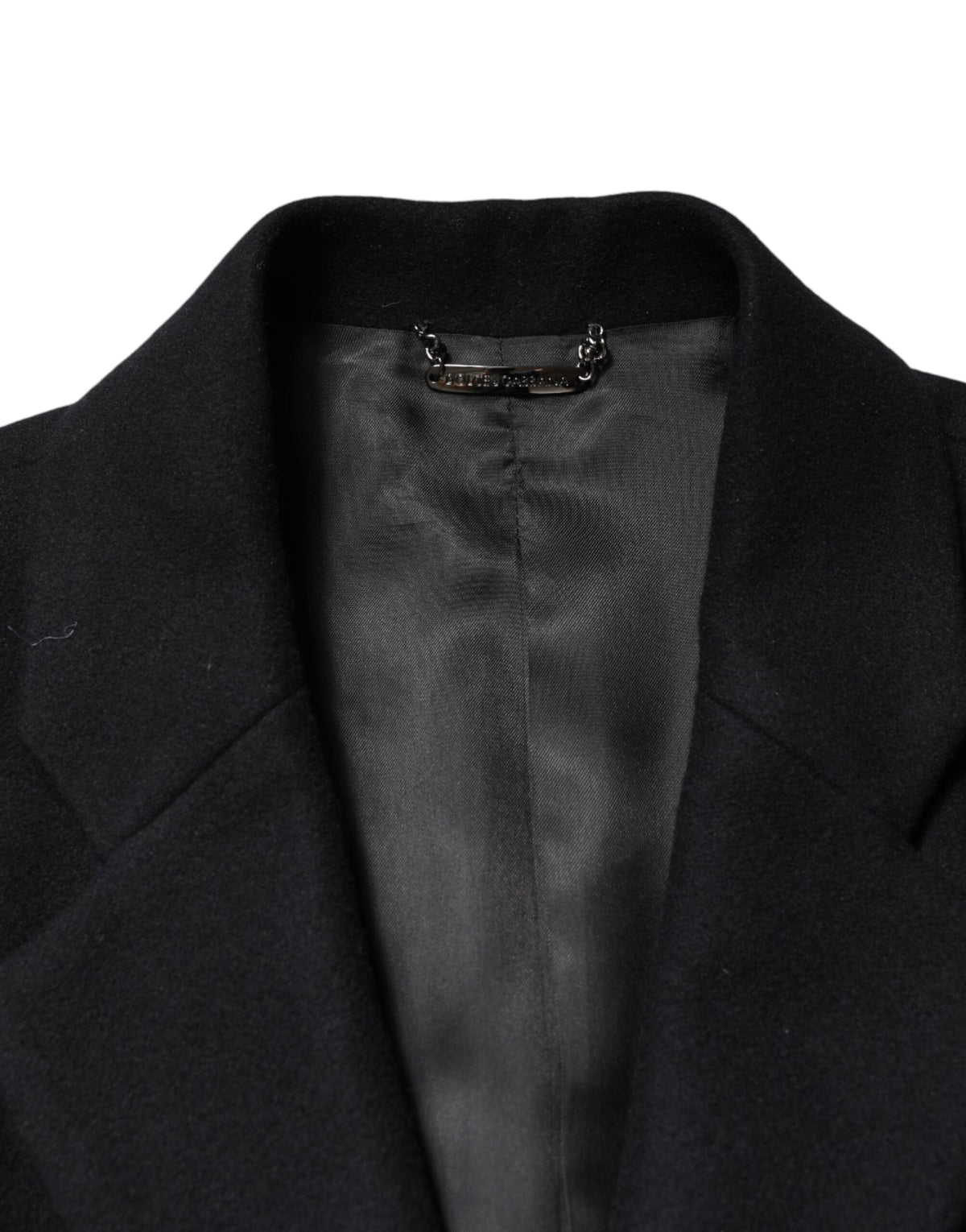 Manteau long Dolce &amp; Gabbana en laine noire à simple boutonnage