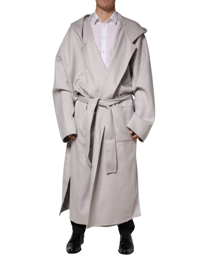 Manteau trench long Dolce &amp; Gabbana blanc cassé avec ceinture, veste pour homme