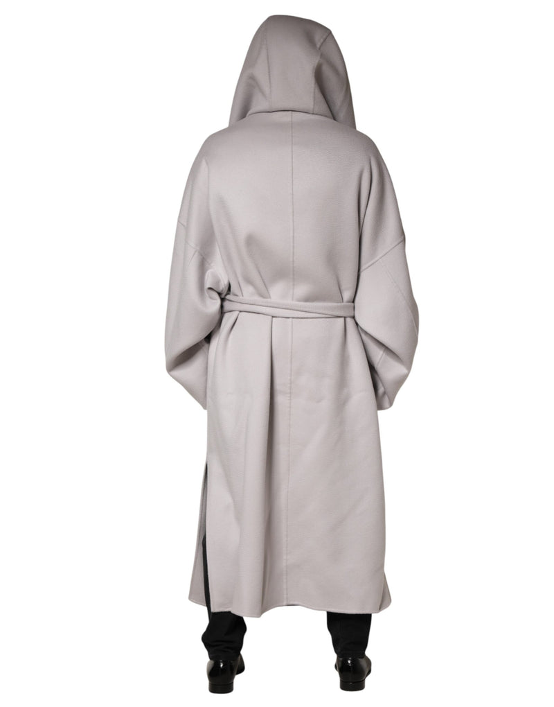 Manteau trench long Dolce &amp; Gabbana blanc cassé avec ceinture, veste pour homme