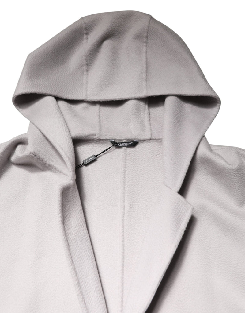 Manteau trench long Dolce &amp; Gabbana blanc cassé avec ceinture, veste pour homme