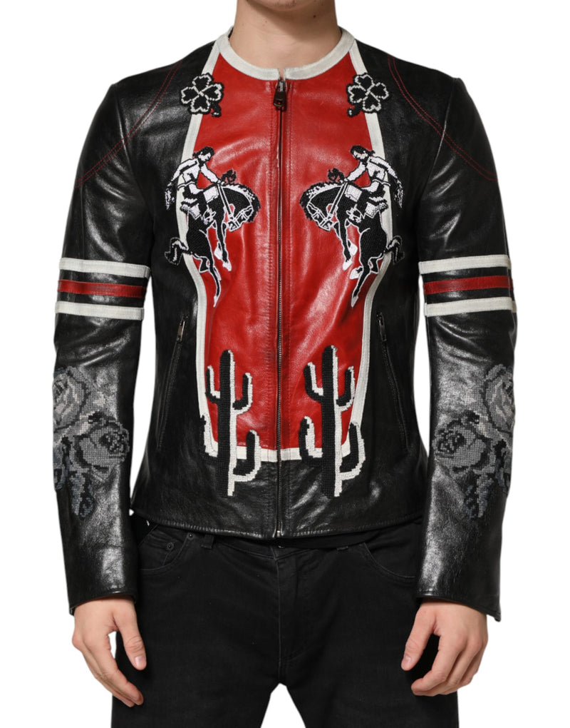 Veste de motard homme Dolce &amp; Gabbana multicolore Guns N' Roses à fermeture éclair intégrale