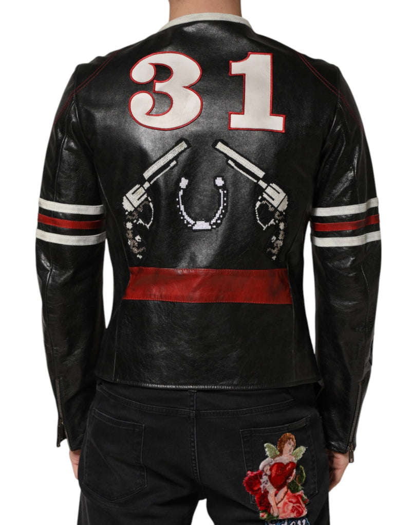 Veste de motard homme Dolce &amp; Gabbana multicolore Guns N' Roses à fermeture éclair intégrale