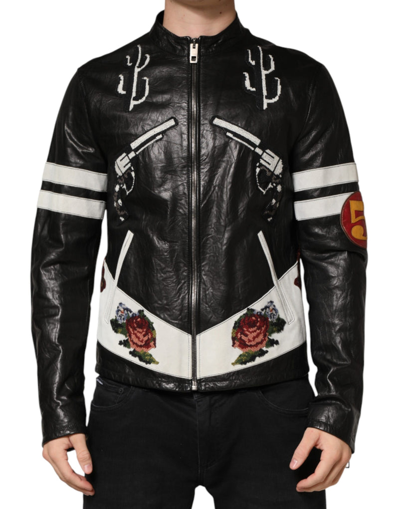 Veste de motard Dolce &amp; Gabbana noire Guns N' Roses à fermeture éclair intégrale pour homme