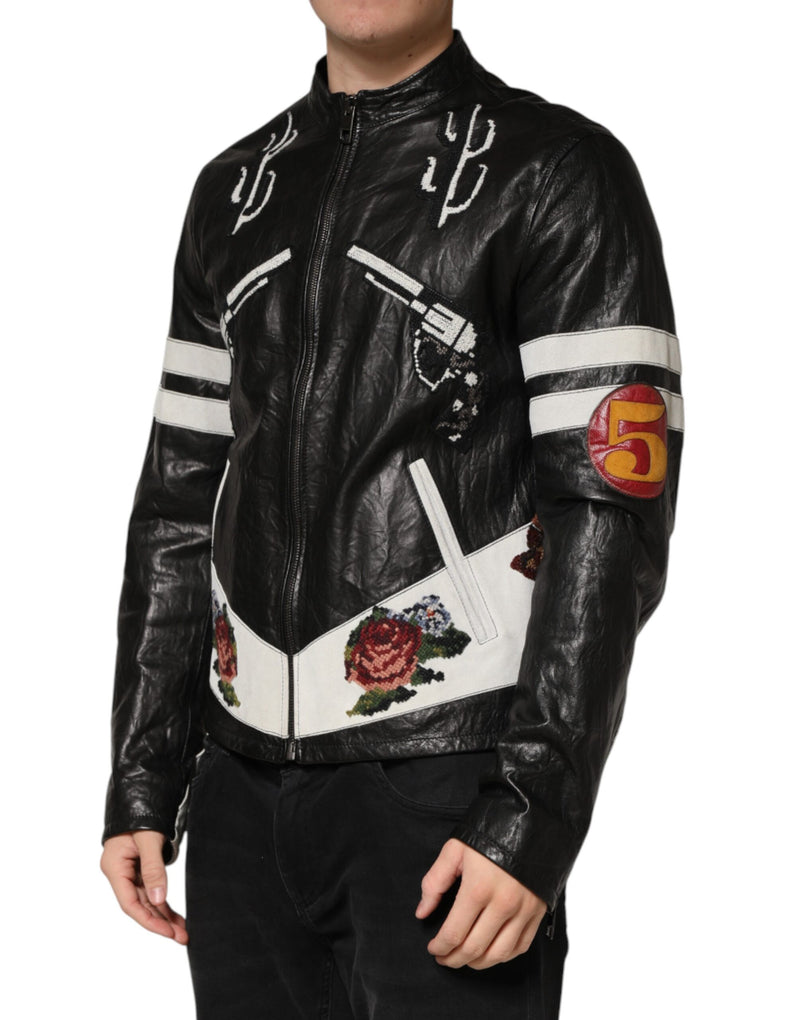 Veste de motard Dolce &amp; Gabbana noire Guns N' Roses à fermeture éclair intégrale pour homme