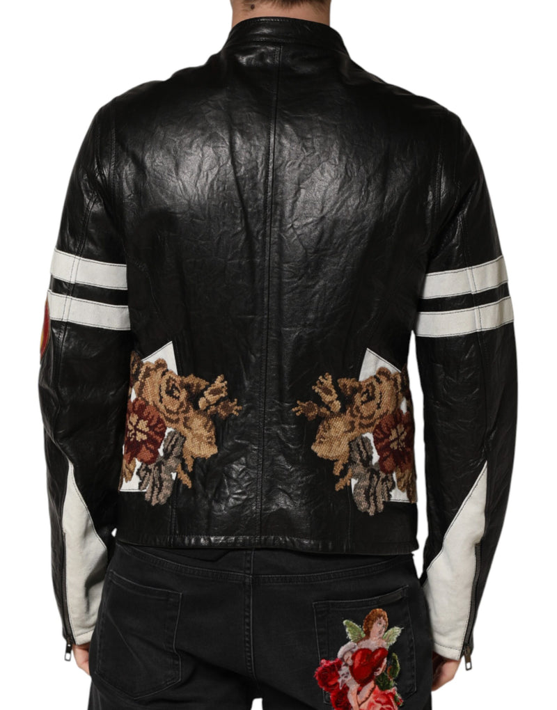 Veste de motard Dolce &amp; Gabbana noire Guns N' Roses à fermeture éclair intégrale pour homme