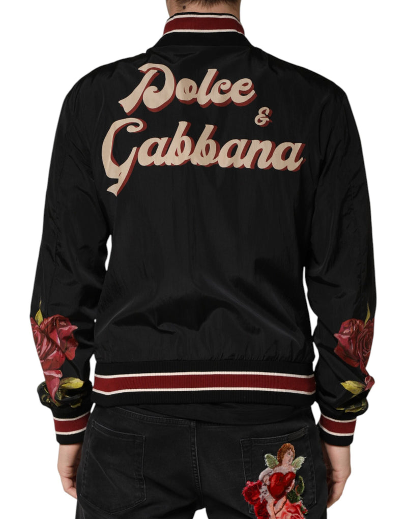 Dolce &amp; Gabbana Veste bomber noire à boutons pin-up pour homme
