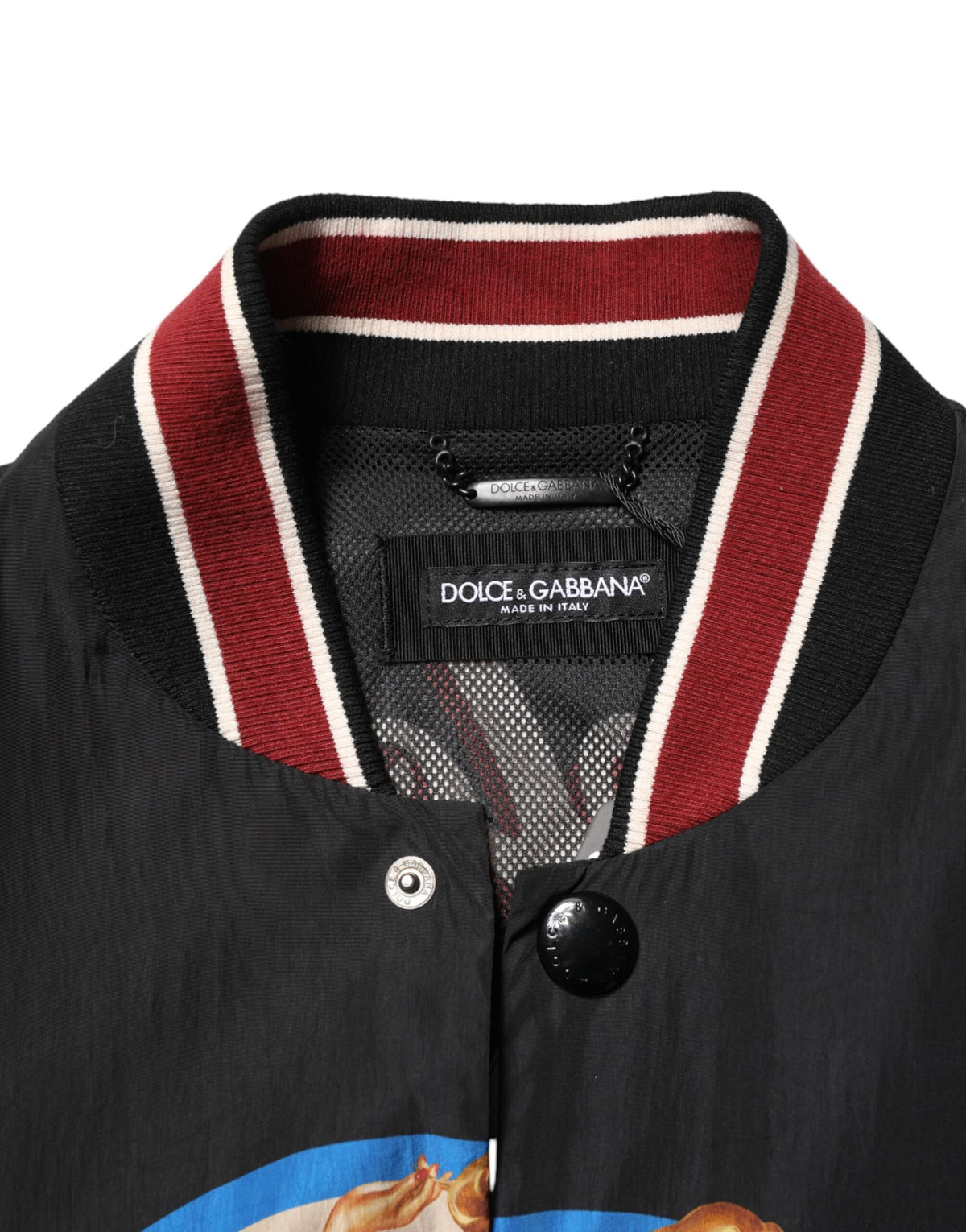 Dolce &amp; Gabbana Veste bomber noire à boutons pin-up pour homme