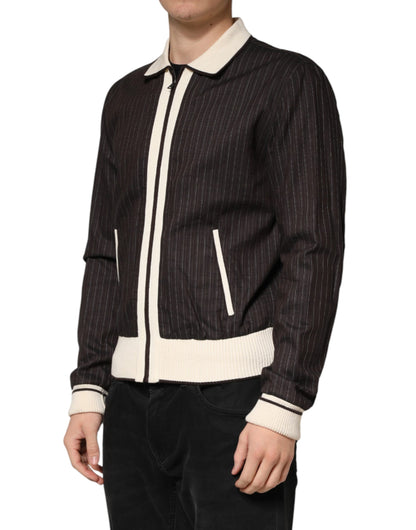 Veste bomber Dolce &amp; Gabbana marron à rayures contrastées pour homme