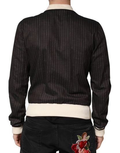 Veste bomber Dolce &amp; Gabbana marron à rayures contrastées pour homme