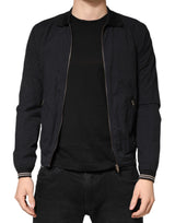 Dolce &amp; Gabbana Veste bomber homme en coton bleu foncé à fermeture éclair intégrale