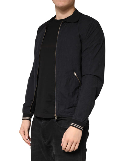 Dolce & Gabbana Donkerblauwe Katoenen Bomberjas met Volledige Rits voor Heren