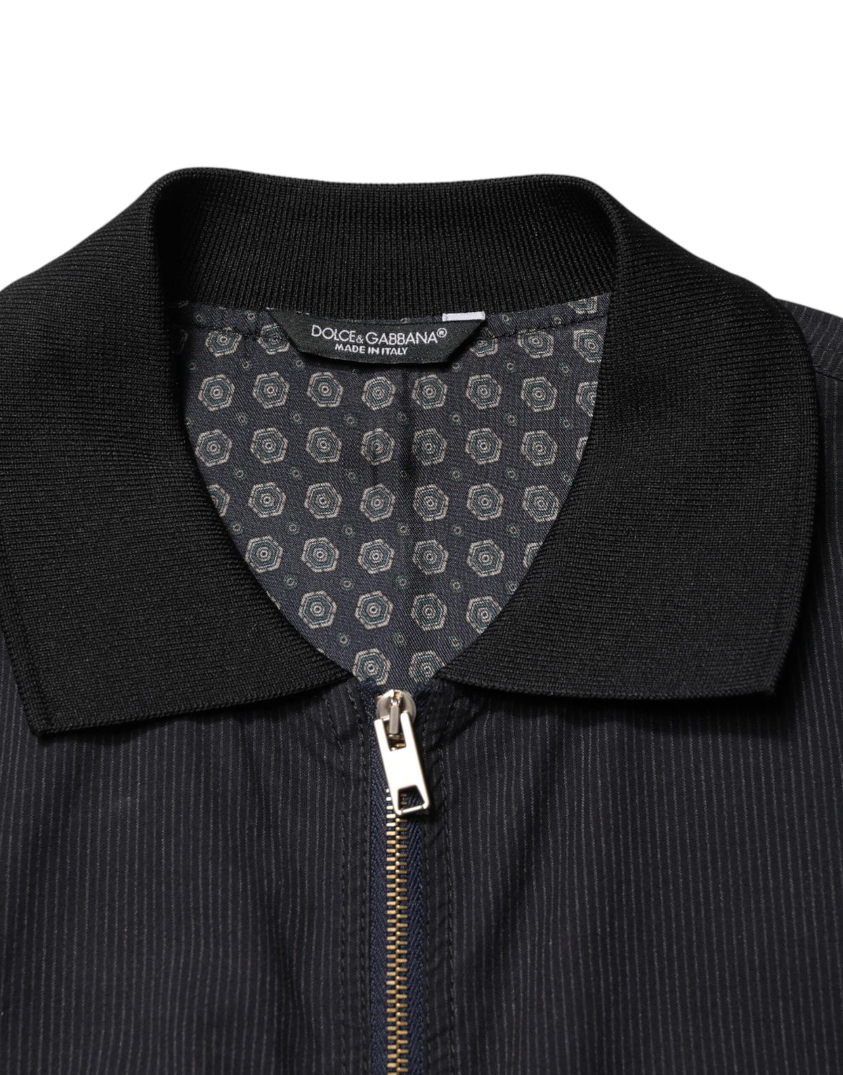 Dolce &amp; Gabbana Veste bomber homme en coton bleu foncé à fermeture éclair intégrale