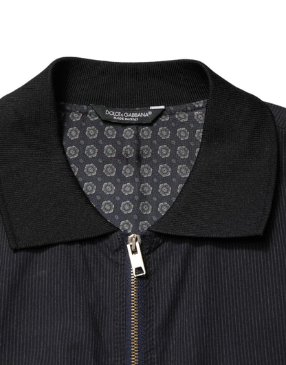 Dolce & Gabbana Donkerblauwe Katoenen Bomberjas met Volledige Rits voor Heren