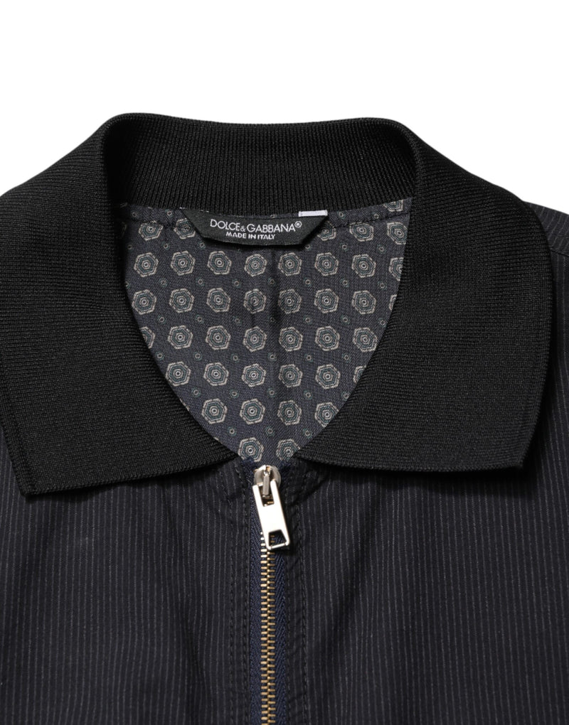 Dolce &amp; Gabbana Veste bomber homme en coton bleu foncé à fermeture éclair intégrale