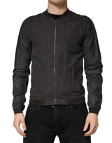 Dolce &amp; Gabbana Veste bomber zippée en coton à rayures noires