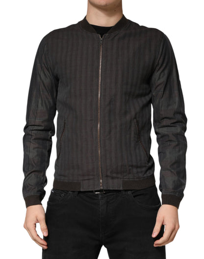Dolce &amp; Gabbana Veste bomber zippée en coton à rayures noires