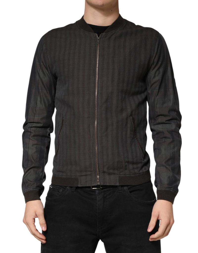 Dolce &amp; Gabbana Veste bomber zippée en coton à rayures noires