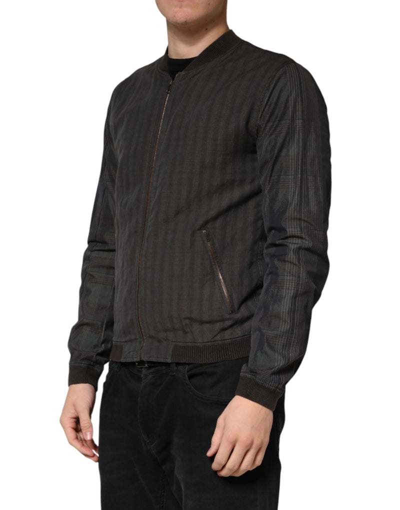 Dolce &amp; Gabbana Veste bomber zippée en coton à rayures noires