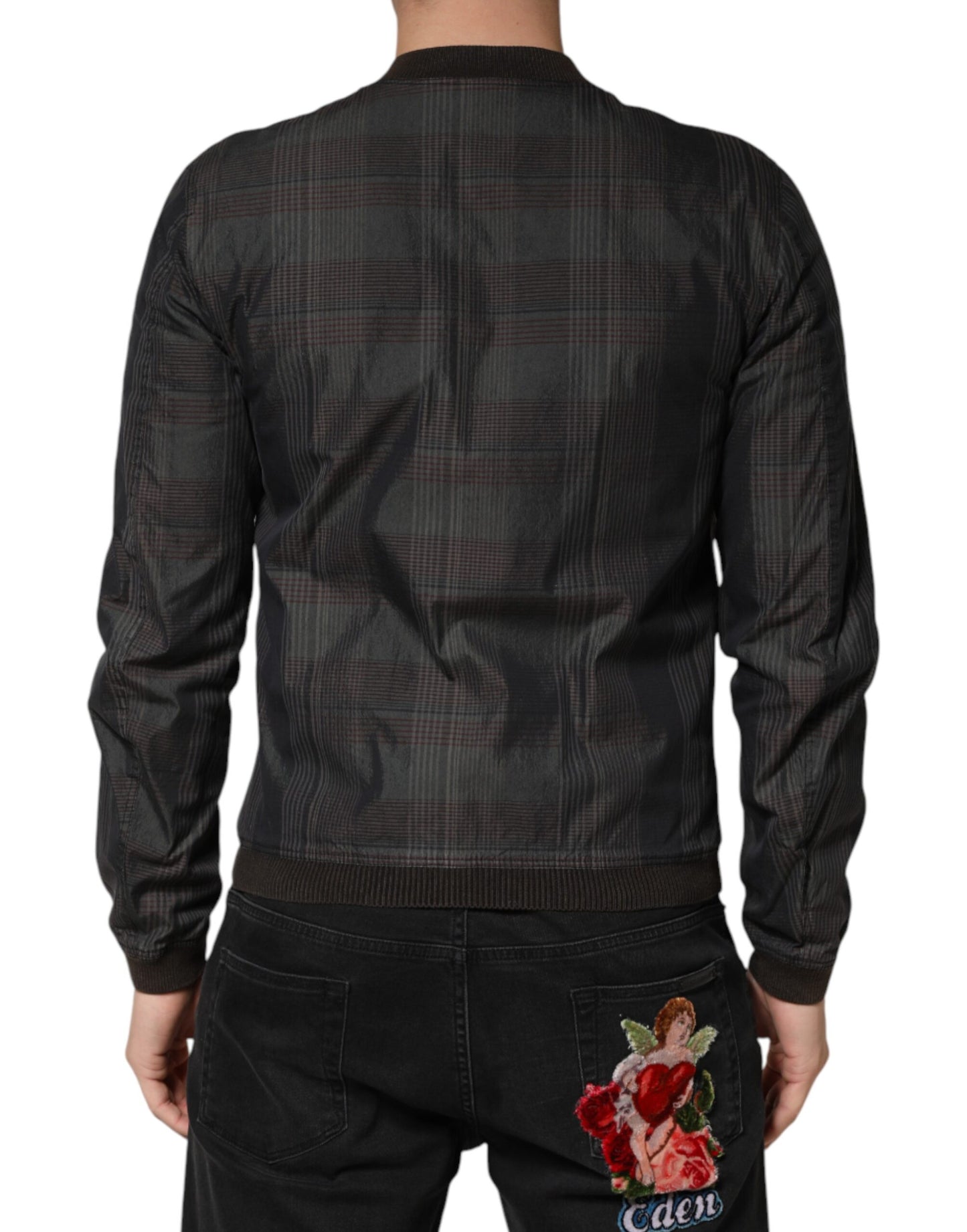 Dolce &amp; Gabbana Veste bomber zippée en coton à rayures noires