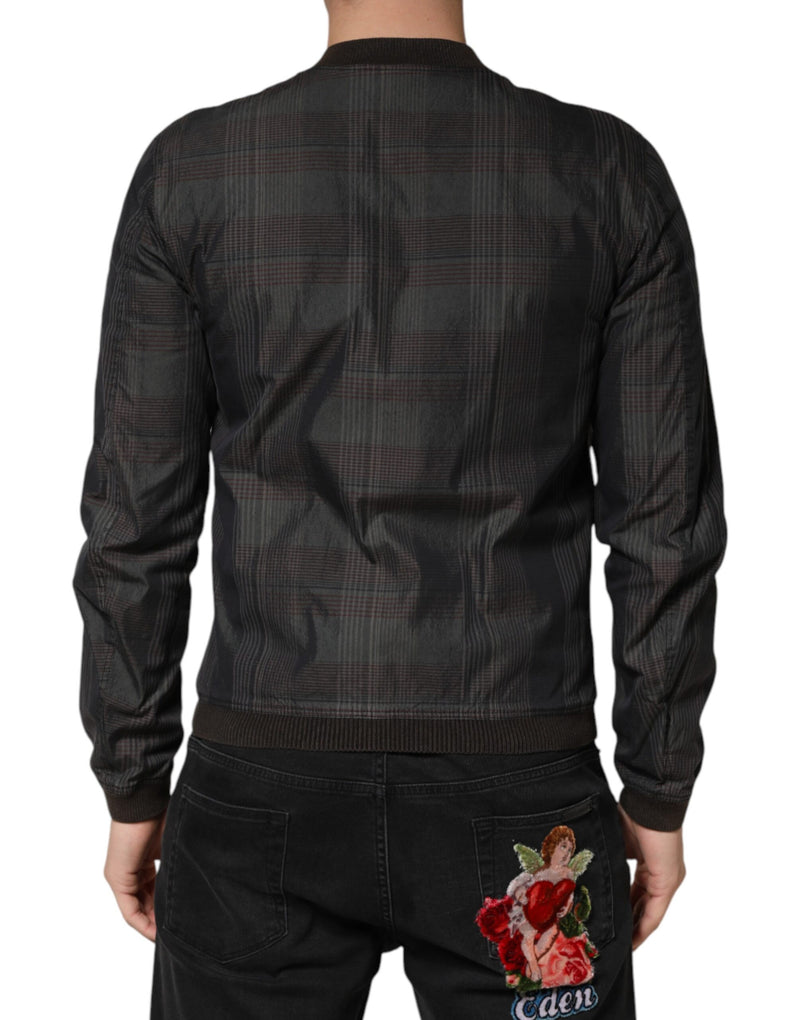 Dolce &amp; Gabbana Veste bomber zippée en coton à rayures noires