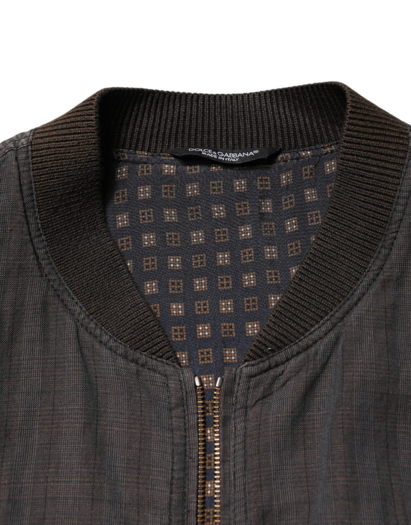 Dolce &amp; Gabbana Veste bomber zippée en coton à rayures noires