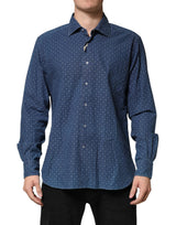 Orian 1968 Blue Button Down Long Sleeve Shirt for Men