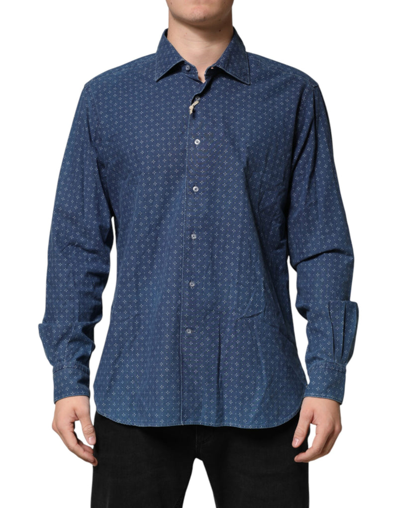 Orian 1968 Blauw overhemd met lange mouwen en knoopsluiting voor heren