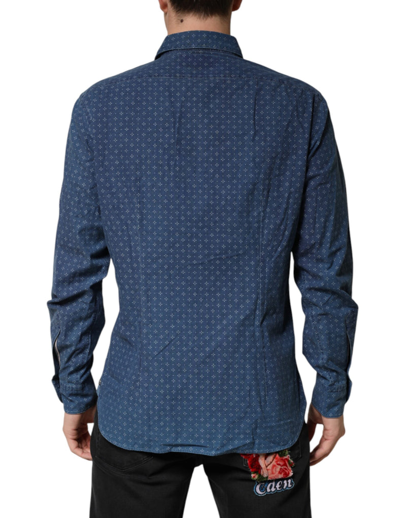 Orian 1968 Blauw overhemd met lange mouwen en knoopsluiting voor heren