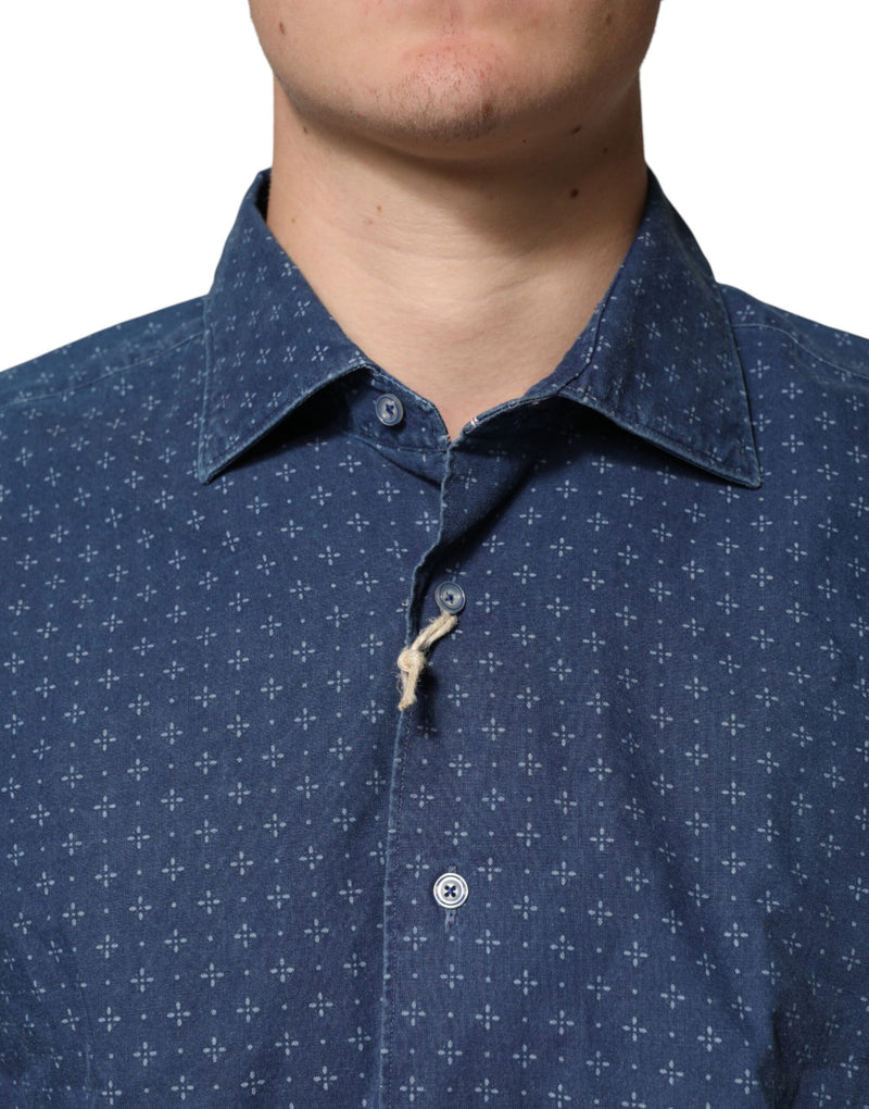 Orian 1968 Blauw overhemd met lange mouwen en knoopsluiting voor heren