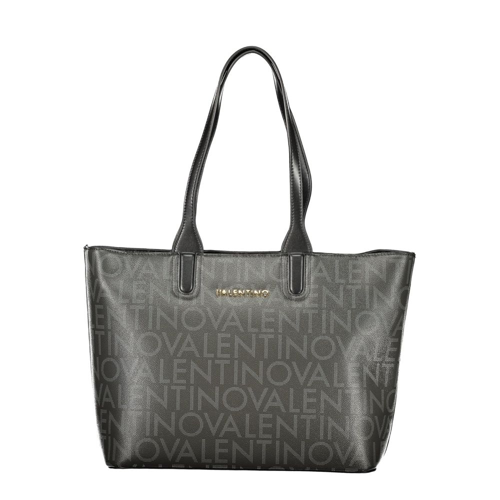 Mario Valentino Black Polyurethane Women Handbag with Internal Pockets