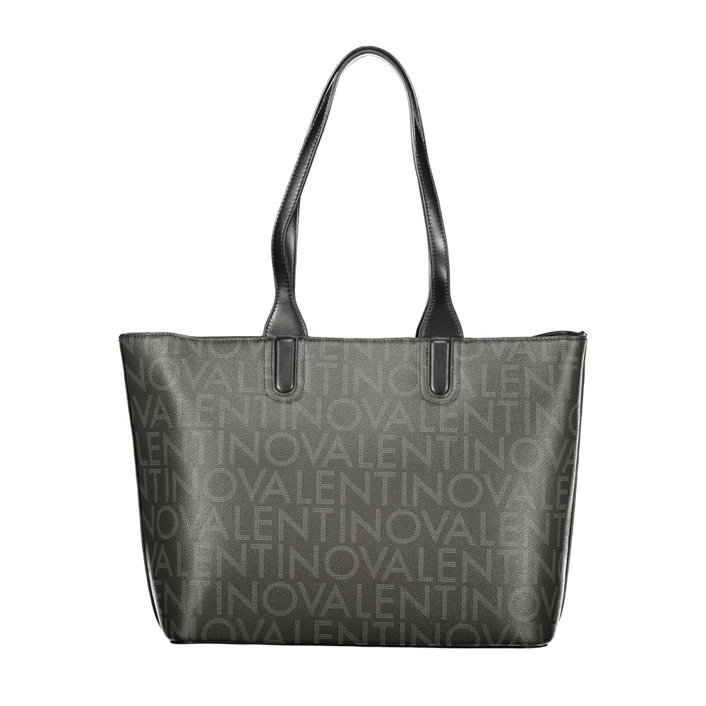 Mario Valentino Black Polyurethane Women Handbag with Internal Pockets