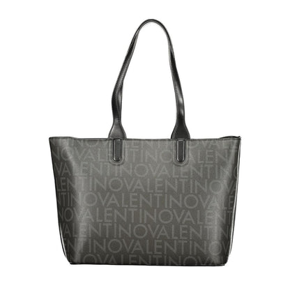 Mario Valentino "Black Polyurethane Women Handbag with Internal Pockets"