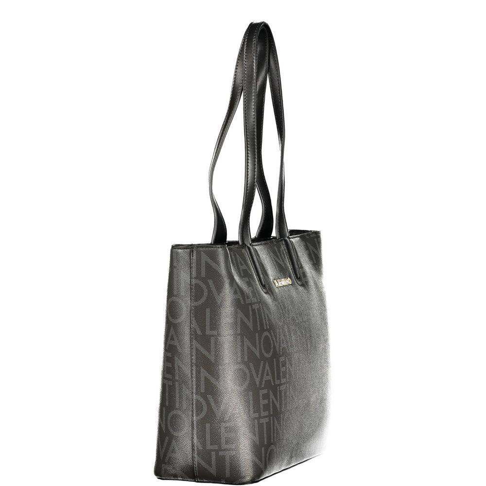 Mario Valentino Black Polyurethane Women Handbag with Internal Pockets