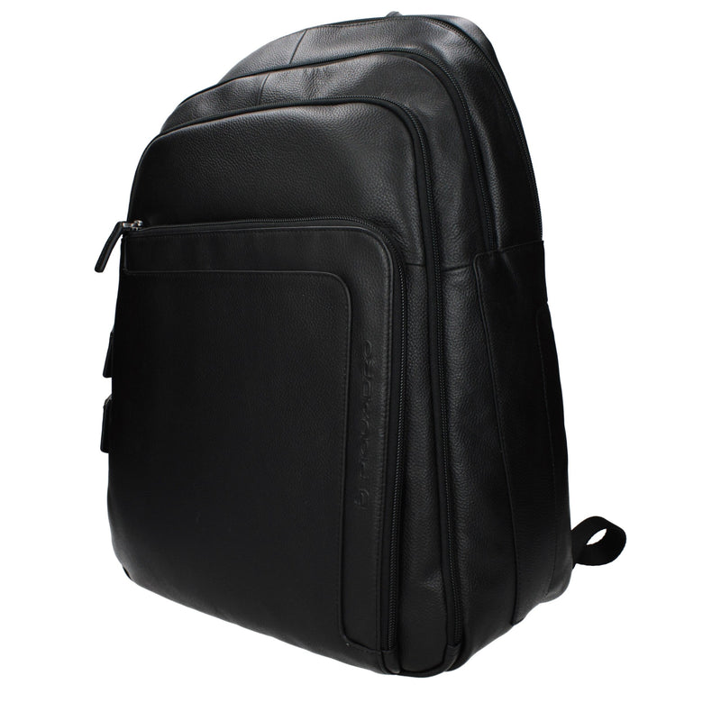 Piquadro Zwarte Leren Rugzak
