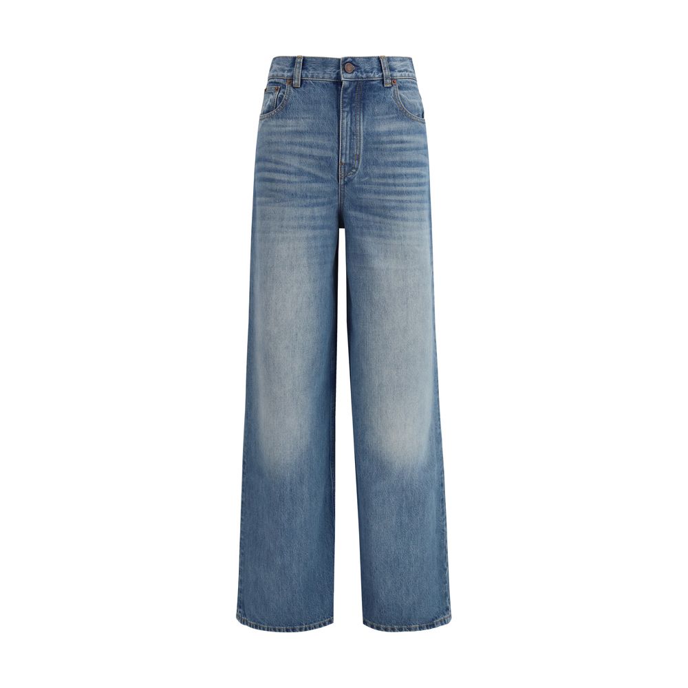 Chloé High-Rise Wide-Leg Jeans in Blue Cotton Denim