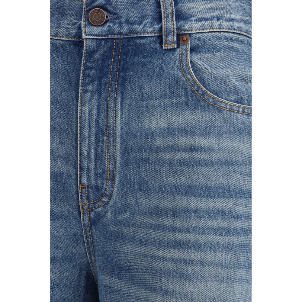 Chloé High-Rise Wide-Leg Jeans in Blue Cotton Denim